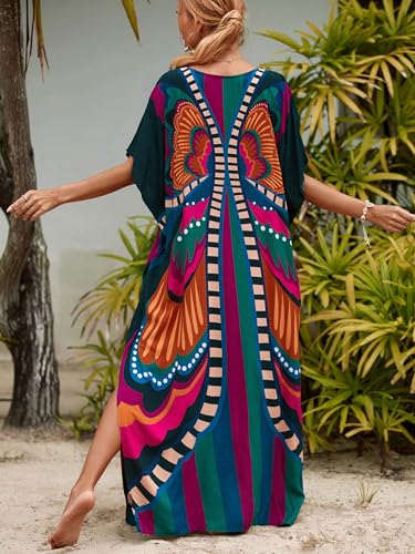 Image of Kaftan Dresses for Women Plus Size Summer Beach Dress with Print and Swim Cover Ups