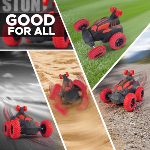 Image of NHR RC Stunt Car for Kids and Children, 360 Rotating & Rolling, Remote Control Car with Lights, Music & USB Rechargeable Battery, Indoor & Outdoor Toy for Boys and Girls Age 3+ (Red)