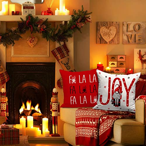 Housse de coussin de Noël rouge 55x55 cm pour décoration canapé maison - 8
