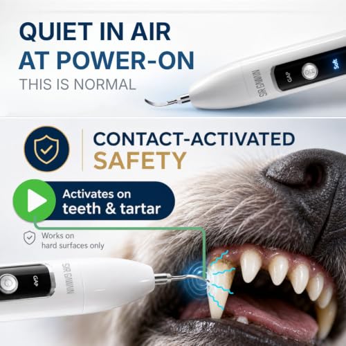 Image of SIRGAWAIN Pet Ultrasonic Dental Cleaner - Plaque, Tartar & Stains Remover, 4 Tips, 3 Modes, LED, Contact-Activated & Smart Touch Protection, Complete Cleaning Kit for Dogs & Cats