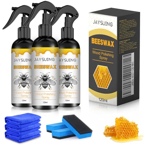 Opiniones de Ceras de abejas los mejores 10. 43 3PC Spray pulidor de cera de abejas, Natural Micro-Molecularized Beeswax Spray,Abrillantador en aerosol de cera de abejas,Restaura, limpia y protege muebles y suelos sujetos a...