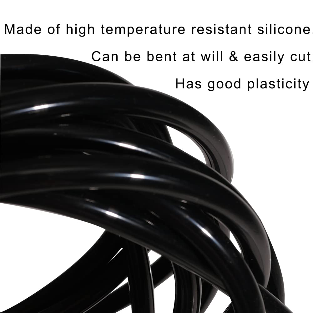 Eoiips Manguera de vacío de silicona de 1 pulgada de diámetro interior x 1-1/4 pulgadas OD de alta temperatura, tubo de aire de silicona flexible para múltiples usos, negro, 16.4 pies
