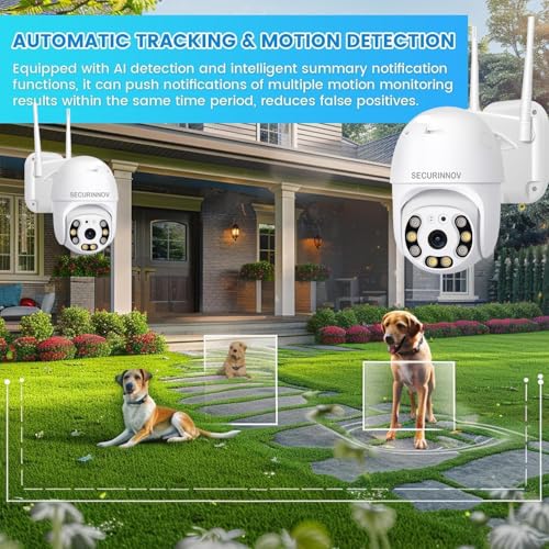 Image of securinnov 5MP WiFi Outdoor PTZ Security Camera | 360 View | Full HD | Color Night Vision | Motion Detection | Two Way Audio | Wireless CCTV Camera for Home with Mobile App V380 Pro (Ptz Camera)