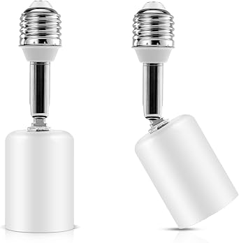 Light Socket Extender E26 E27 Metal Light Sockets Extension,180 Bendable Light Socket Adapter Screw Base Light Bulb Extension Socket, White 2