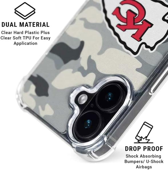 Skinit Clear Phone Case Compatible with iPhone 16 - Officially Licensed NFL Kansas City Chiefs Camo Design