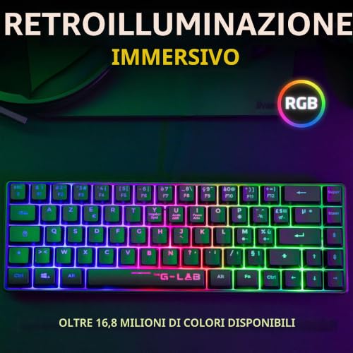 The G-Lab Keyz Hydrogen WL Nero - Tastiera Gamer Wireless 60% AZERTY FR - Tripla modalità 2,4GHz Bluetooth cablata - Tastiera Gaming Silenziosa RGB - PC,PS4,PS5 - Tastiera gaming - Immagine 1