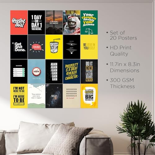 Image of Wallgasm Motivational Set - Set of 20, 4 x 6 Inches Poster | Hustle | Trading | Poster for Room, Livingroom, Gym, Office