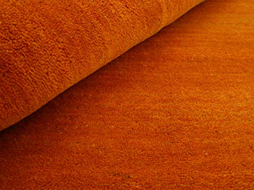Wollteppich Gabbeh Uni quadratisch in Orange 150×150 cm