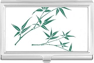Painting Green Culture Bamboo Business Card Holder Case Pocket Box Wallet