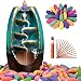 Sweet Alice Incense Burner, Ceramic Backflow Incense Holder, Home Decor Aromatherapy Ornament, with 100 pcs Incense Cones, Cushion, Artificial Lotus Leaf