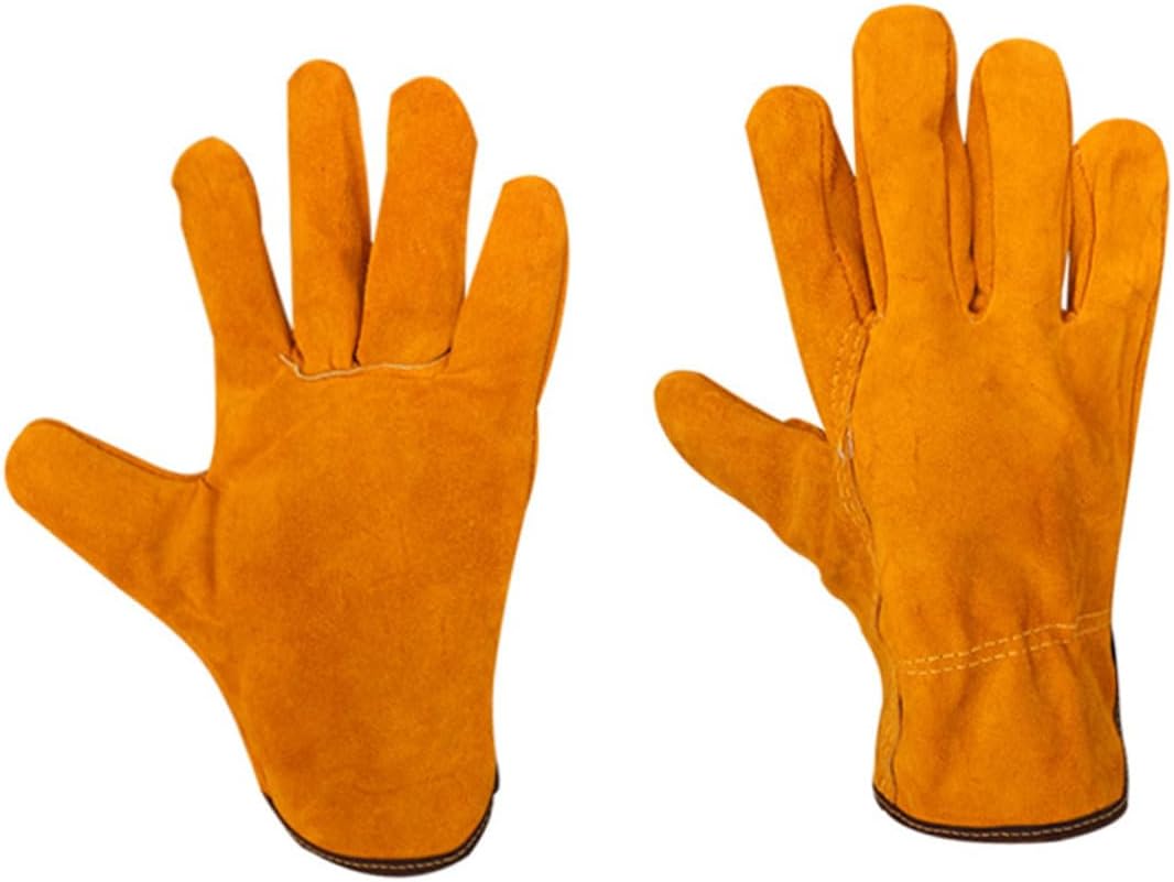 FUOYLOO Heat Resistant Cowhide Welding Gloves with Fleece Lining Wear Resistant Multipurpose Protective Gloves for Welders High Temperature Insulation 1 Pair