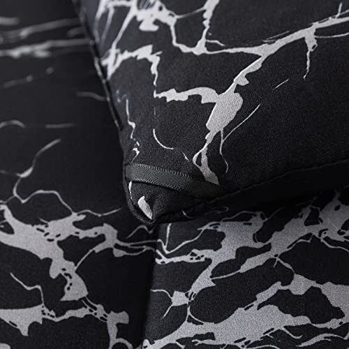 Image of Caressma Twin Size Black Marble Comforter Set, Lightweight Soft 100% Microfiber Bedding Comforter Sets, Fluffy Comforter with Pillowcase 2 Pieces
