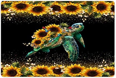 Miniatura 2 de Alfombra de baño de tortuga marina, mariposa sobre fondo negro, antideslizante, tapete para puerta delantera, accesorios de baño, 30 x 18 pulgadas