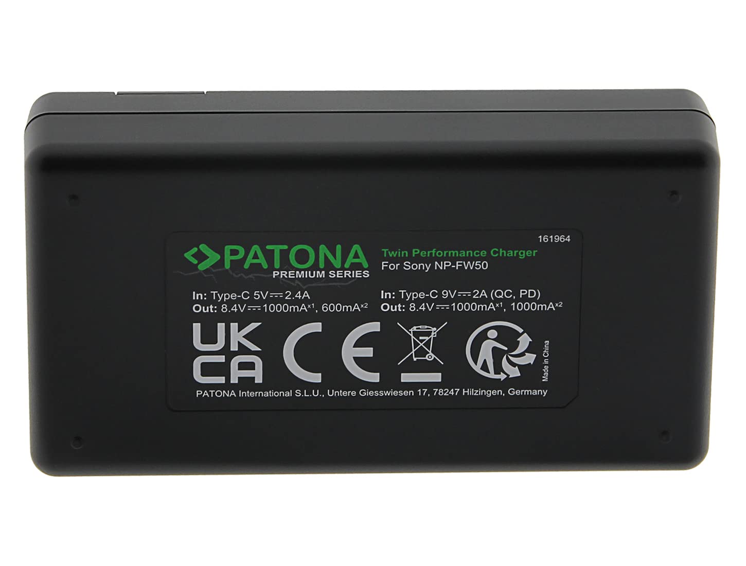 PATONA Kit 2X NP-FW50 Protect Batterie 1100mAh & Chargeur PD Dual USB-C