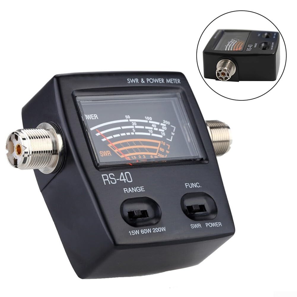 Medidor de potencia de onda estacionaria, RS-40 SWR y medidor de potencia para radio móvil HAM UHF VHF 140 ~ 150 MHz y frecuencia de 430 ~ 450 MHz de potencia de 0 a 200 W