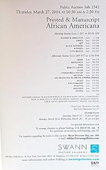 Printed & Manuscript African Americana Swann New York Auction 2342 March 27 2014