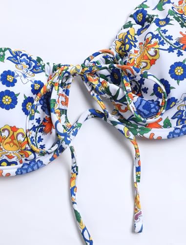 Image of ZAFUL Women High Cut Bikini Sets String Sexy Swimsuit Two Piece Underwire Bathing Suit Brazilian Cheeky Cut Out Cute Swimwear