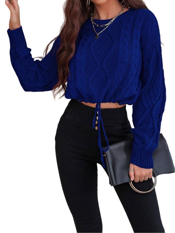 Women's Cropped Sweater for Women Fall,Long Sleeve Crop Top Women Cable Knit Sweater
