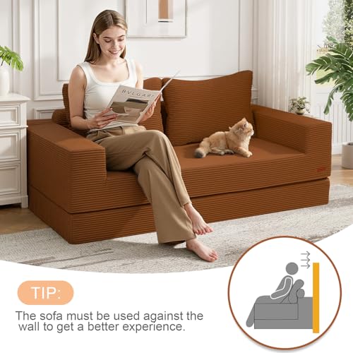 Image of COMAX Futon Sofa Bed, Convertible Sofa Bed, Folding Boneless Couches | Boneless Couch for living room, 4‑in‑1 Fold Out Small Foldable Loveseat Floor Sleeper Mattress Lounge Space‑Saving