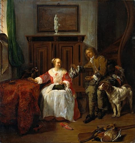 Cuadro Gabriel Metsu Il regalo del cacciatore lienzo decorativo para paredes de despachos