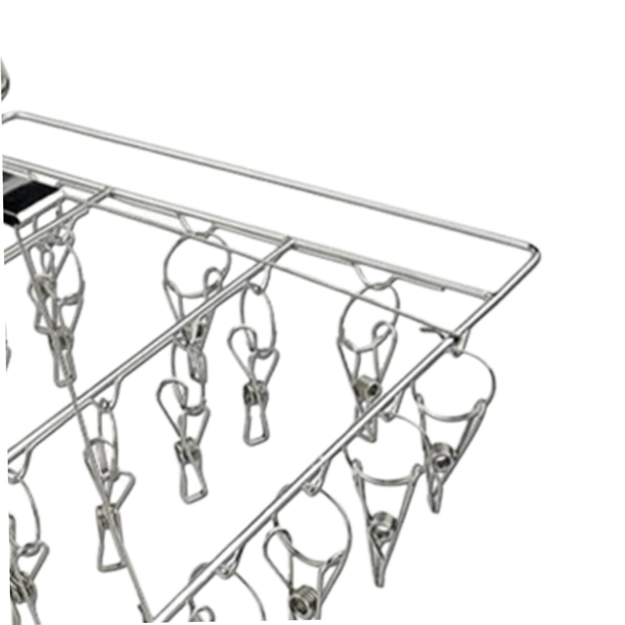 GLEAVI Stendibiancheria Antivento Acciaio Inossidabile Portabiancheria Quadrato Singolo con Mollette Rack per Asciugatura per Giorni Ventosi e Serate Asciutte