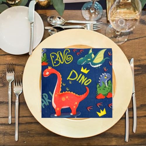 Image of Wanna Party Dinosaur Party Supplies - 20 PCS Dinosaur Theme Paper Napkins for Dino, T-Rex & Jurassic Park Parties