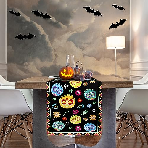 BOXOB Day of The Dead Table Runner, Dia de Los Muertos Mexican Style Table Cover, Table Cloth for Sugar Skull, Altar Decorations for Day of The Dead Party, Halloween - Cosy Home Interiors BOXOB Day of The Dead Table Runner, Dia de Los Muertos Mexican Style Table Cover, Table Cloth for Sugar Skull, Altar Decorations for Day of The Dead Party, Halloween - Image 6