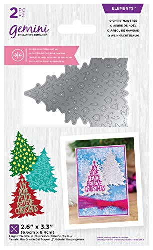 Crafter's Companion Gemini Elements Double-Sided Metal Cutting Die-O Christmas Tree, Silver, one Size