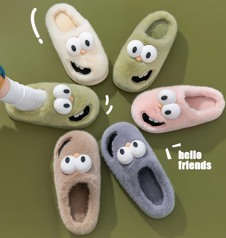 Fuzzy Big Eyes Dog Slippers Cute Animal House Slippers for Women Fluffy Furry Women's Warm Winter Slipper Indoor 20254