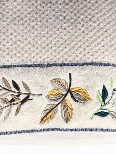 Image of SENSES By Riba Cotton Towel Set 550 GSM - Design 1, 2 Pcs| 1 Bath + 1 Hand Towels Combo | Super Soft, Absorbent, Lightweight, Antimicrobial, Low Linting, Ivory