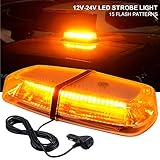 72W Luz Estroboscópica de Advertencia 30 LEDS Luz Emergencia del Vehículo15 Modos de Flash con Interruptor Toma de Mechero Luz Ambar de Emergencia para 12V/24V Coche SUV Remolque Camione