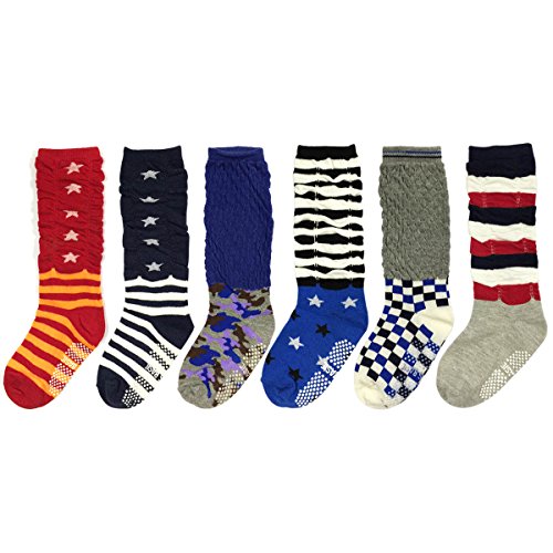 Wrapables Boys Casual Scrunch Socks (Set of 6), Set 1