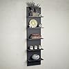 Danya B. Narrow Decorative Wall Mount Vertical Shelving Unit Modern Column with 5 Shelves Home or Office for Books, Decor Display (Black)