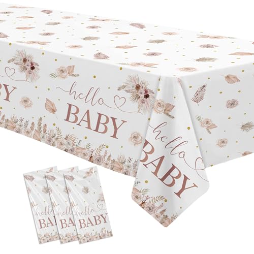 Suhelkit Boho Floral Pampas Grass Baby Shower Decorations Party Tablecloth