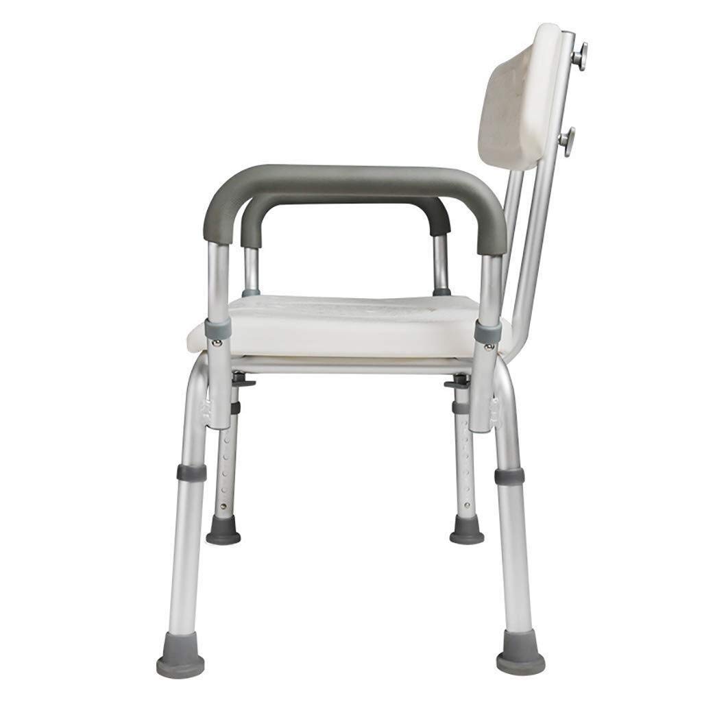 Sgabello da Doccia, Sedile da Doccia, Sedia Comoda da Comodino, Sedia da Doccia Regolabile in Altezza con Braccioli/Schienale per Anziani, Adulti, Donne Incinte