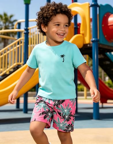 Image of Boys' 2 Piece Summer Outfit Cool Dinosaur & Camouflage Graphic Short Sleeve Tee & Shorts Set Size 4-12