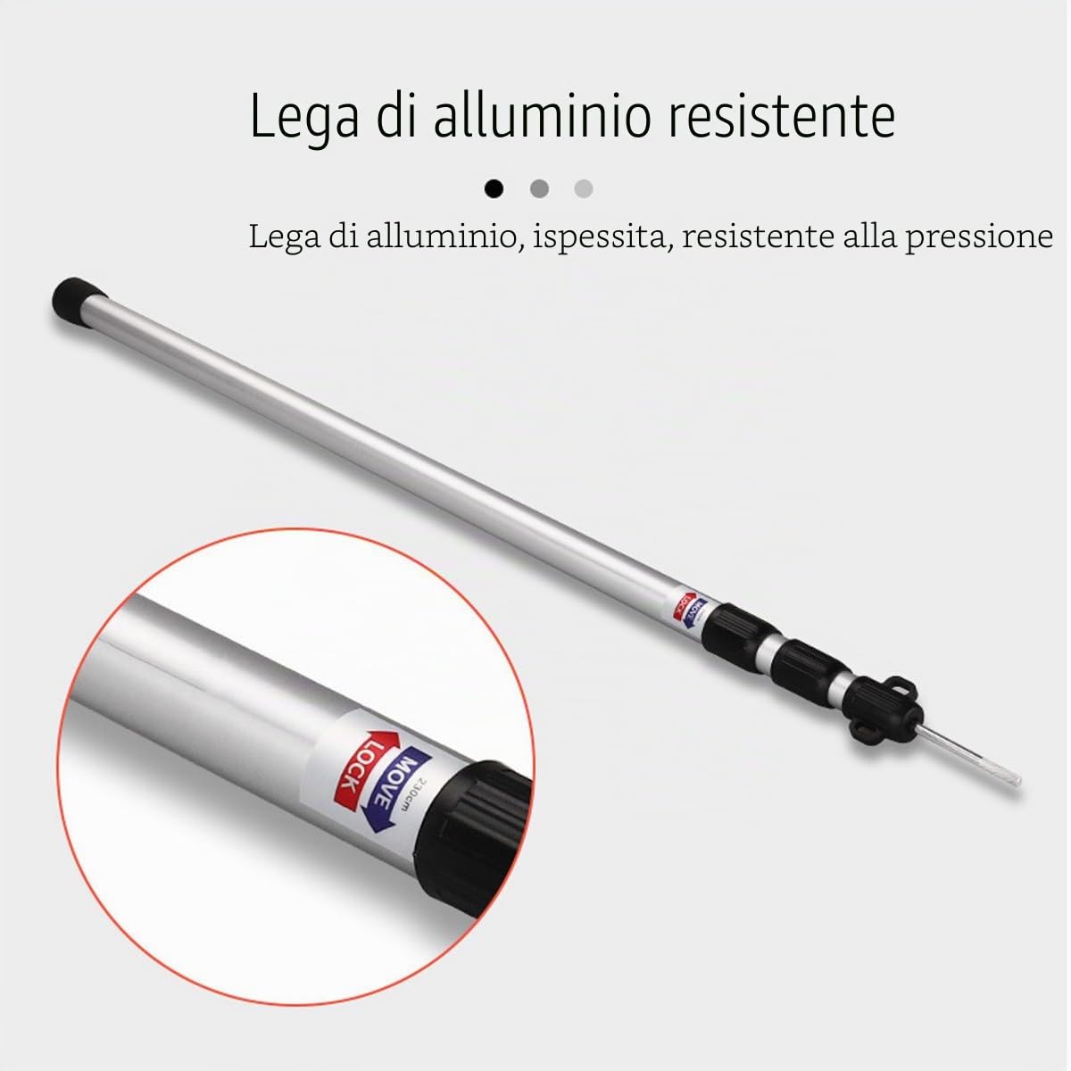 Tiandirenhe Asta telescopica per tende, aste per tende da sole, aste telescopiche, in alluminio, 95 – 234 cm, palo da campeggio