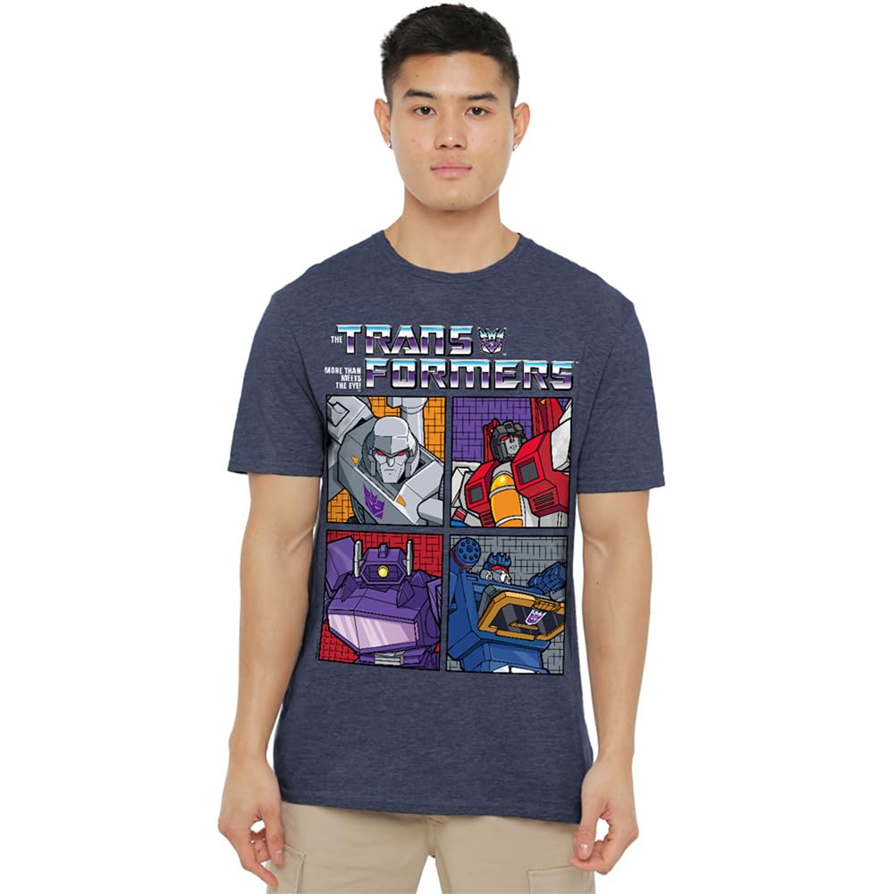 Transformers Generations Retro Villainous Decepticon Grid Unisex T Shirt, Navy, Large
