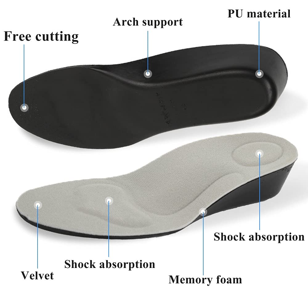 Invisible Height Increase Insole for Men Women 1.5cm-4.5cm Grow Taller Increase Height Shoe Pad Heel Lift Taller Foot Pad (Color : Height 2.5cm, Size : S EU 35-40) (Black S EU 35)
