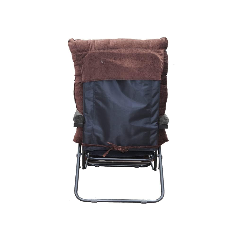 Spacecrafts® Recliner Folding Easy Chair | 5 Adjustable Positions | Cushioning | Portable & Space Saving Easy Chair for Home Relax Old Age | Mild Steel Tubular (Brown & Armrest Black) 2