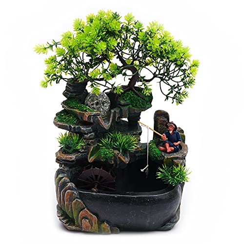 Rockery Tabletop Fountain Water Fountain Rockery Crafts Desktop Simulation Resin Rockery Bonsai with...