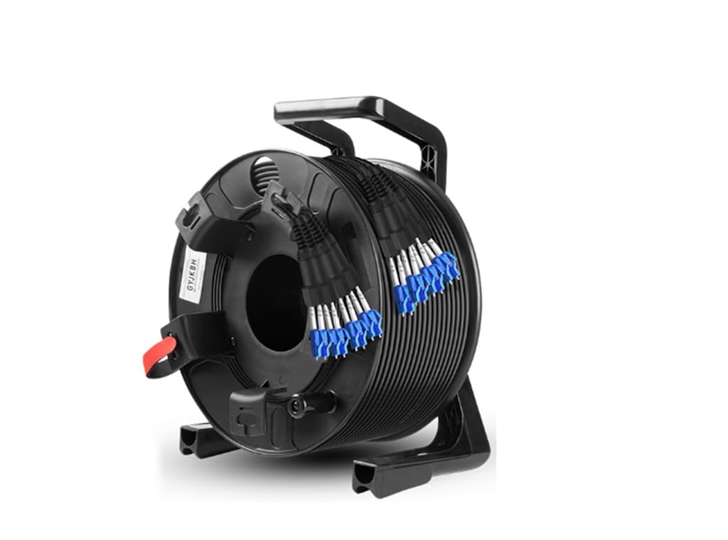 1000ft(305m) Outdoor Armored Fiber Optic Cable LC to LC 8 Strands Single Mode with Fiber Tactical Cable Reel