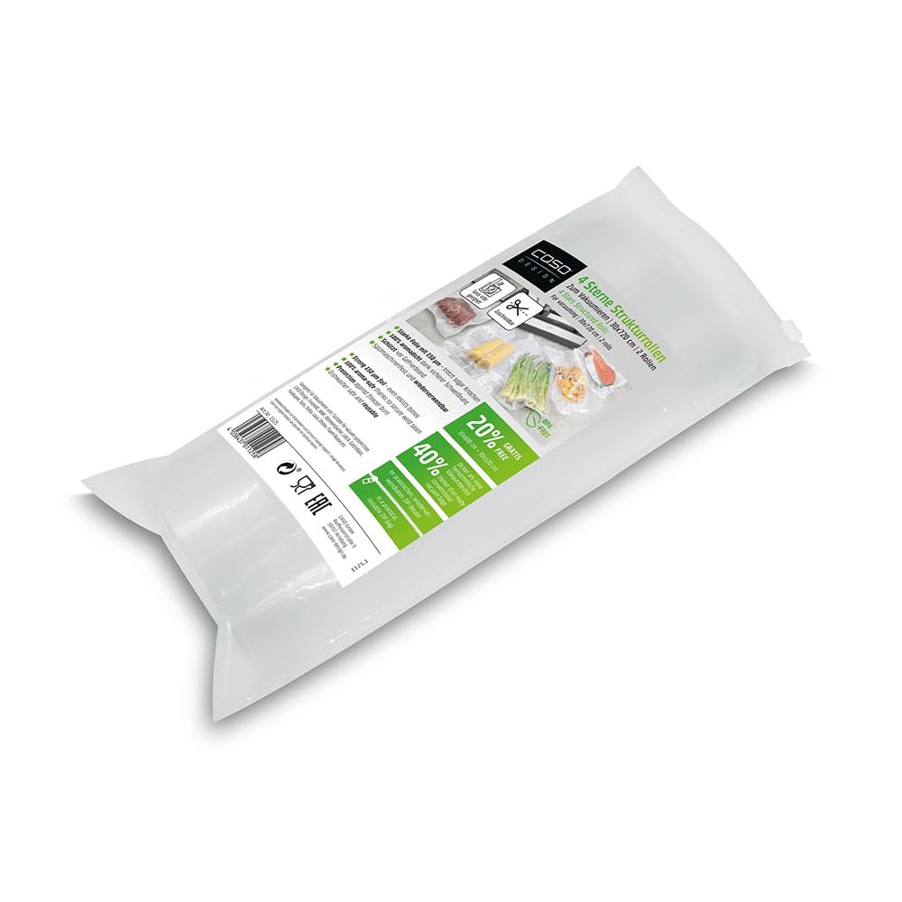 Caso 4 Star Rolls of Vacuum Bags for Embossed Foods | 30 x 720 cm | All Types of Vacuum Sealer, Very Strong and Tear Resistant, 150μm, BPA Free | 2 Rolls