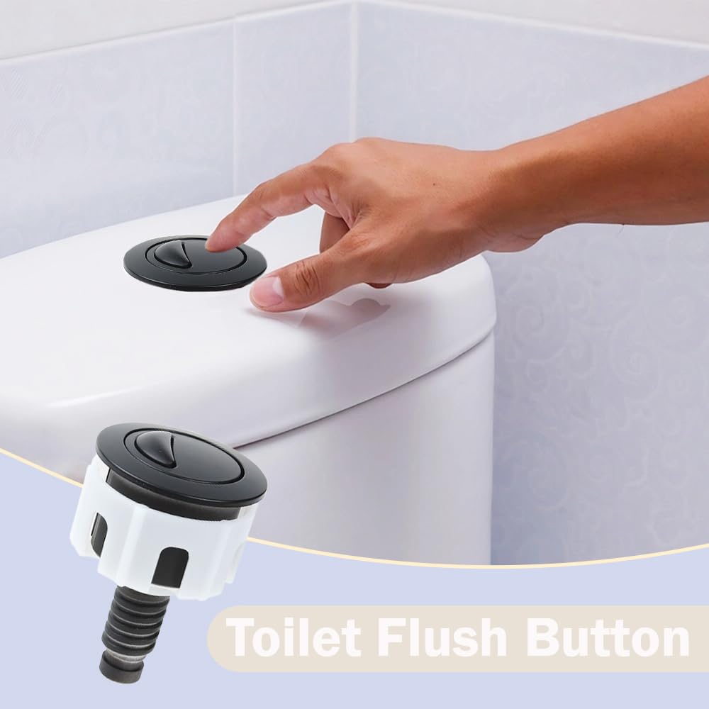Toilet Flush Buttons Replacement Compatible Toilet Cistern Flush Parts Dual Flush Toilet Push Button (Black) - Image 3
