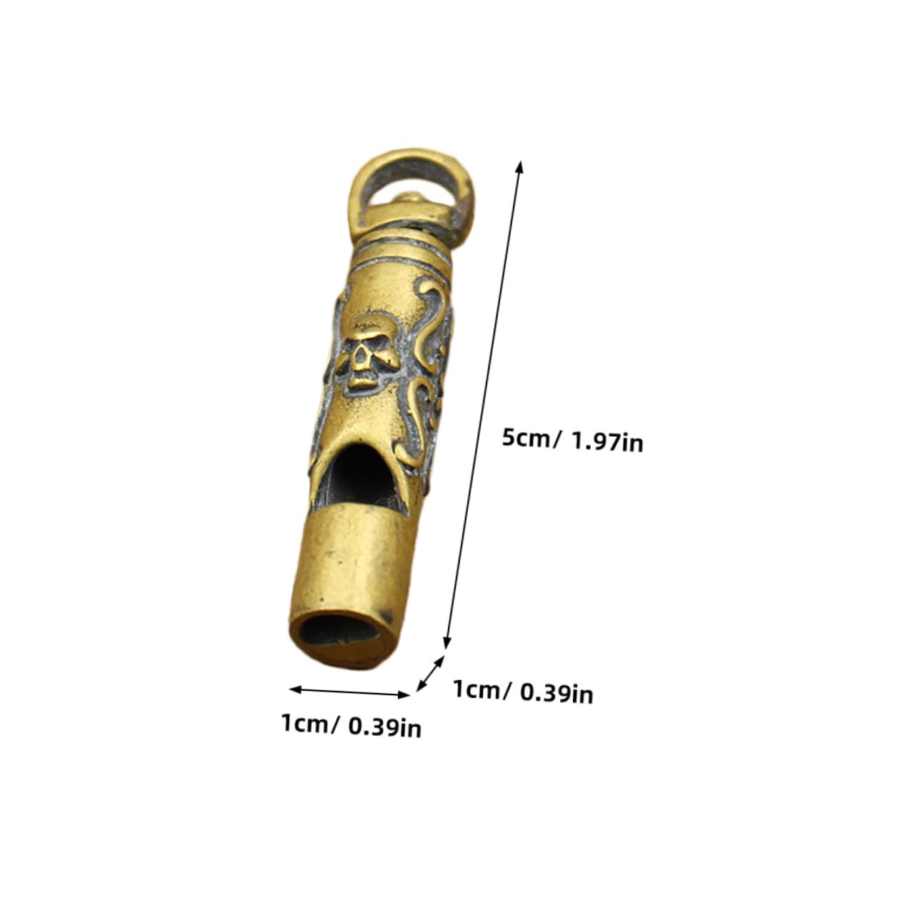 Garneck Portable Brass Whistle Pendant Emergency Signal for Hiking Survival Gear Skull Craft