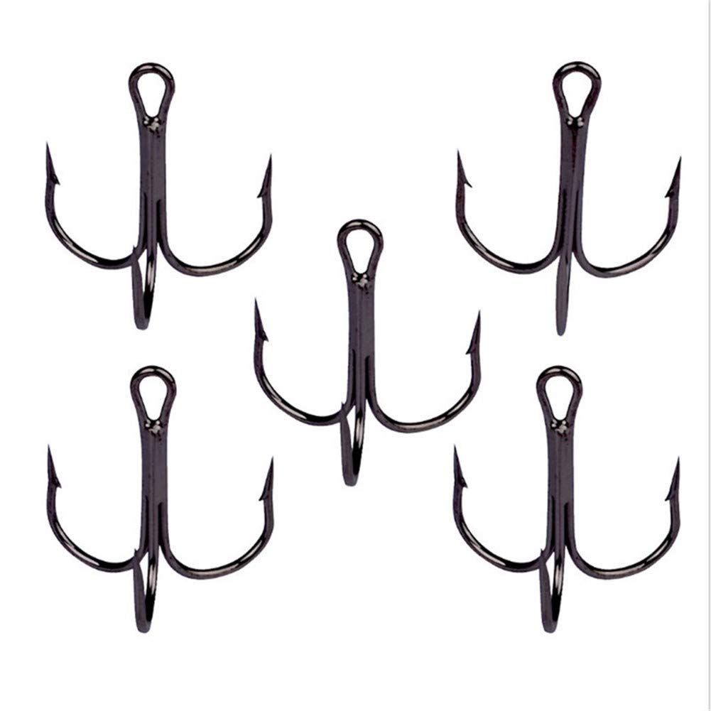 Angel-Jig-Haken, Beruf Angelhaken, Schwarz Angelhaken 10 Teile/los 2# 4# 6# 8# 10# Drillinge aus Kohlenstoffstahl, umgestürzte Haken, Angelgerät, runde Biegung, Drillinge for Bas (Color : 2)