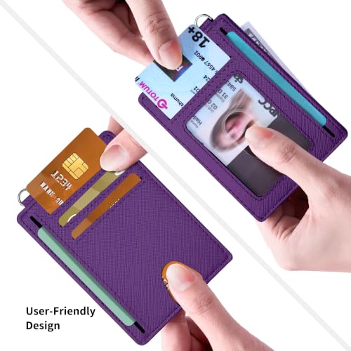 Image of Mayski Slim Wallet, Credit Card Holder for Women, Minimalist Front Pocket RFID Blocking Card Cases, Small Wallet Women Men(Cross Deep Purple)
