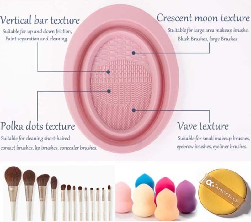 Miniatura 5 de Almohadilla de limpieza de brochas de maquillaje, limpiador de brochas de maquillaje de silicona, cuenco de limpieza de brochas de maquillaje