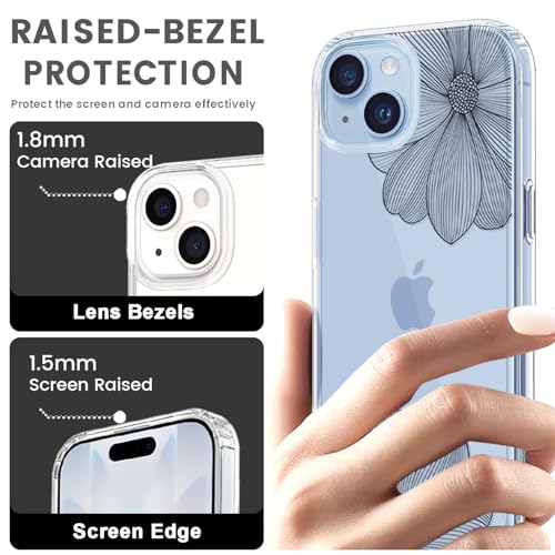 Coque iPhone 15 Plus fleur rigide antichoc contre les chutes - 5