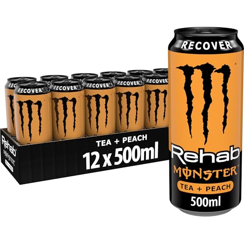 Monster Rehab Peach, Bebida Energética - Pack de 12 Latas de 500ml